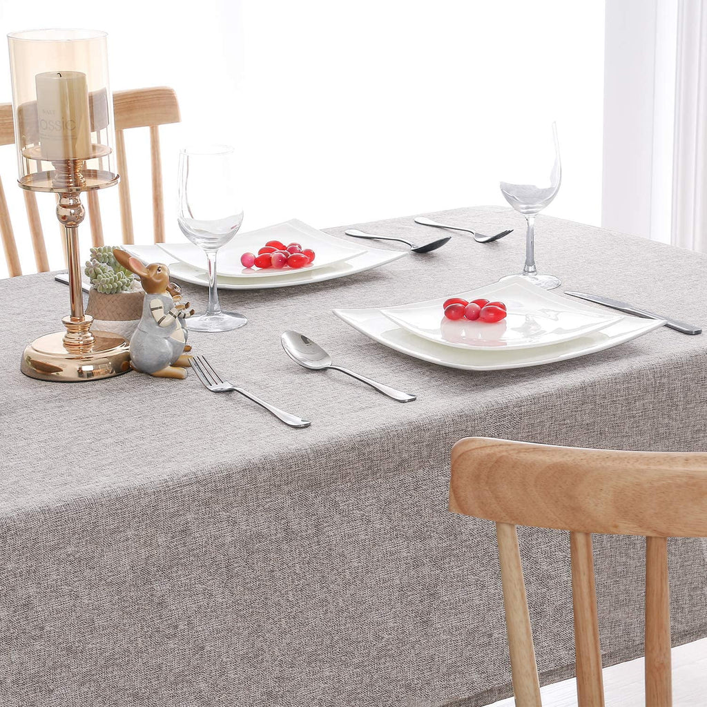 Hiasan Faux Linen Rectangle Tablecloth - Wrinkle and Stain Resistant Washable Tale Cloth for Kitchen Dining Room Holiday Table Cover for Party Dinner, Beige, 60 x 84 Inch