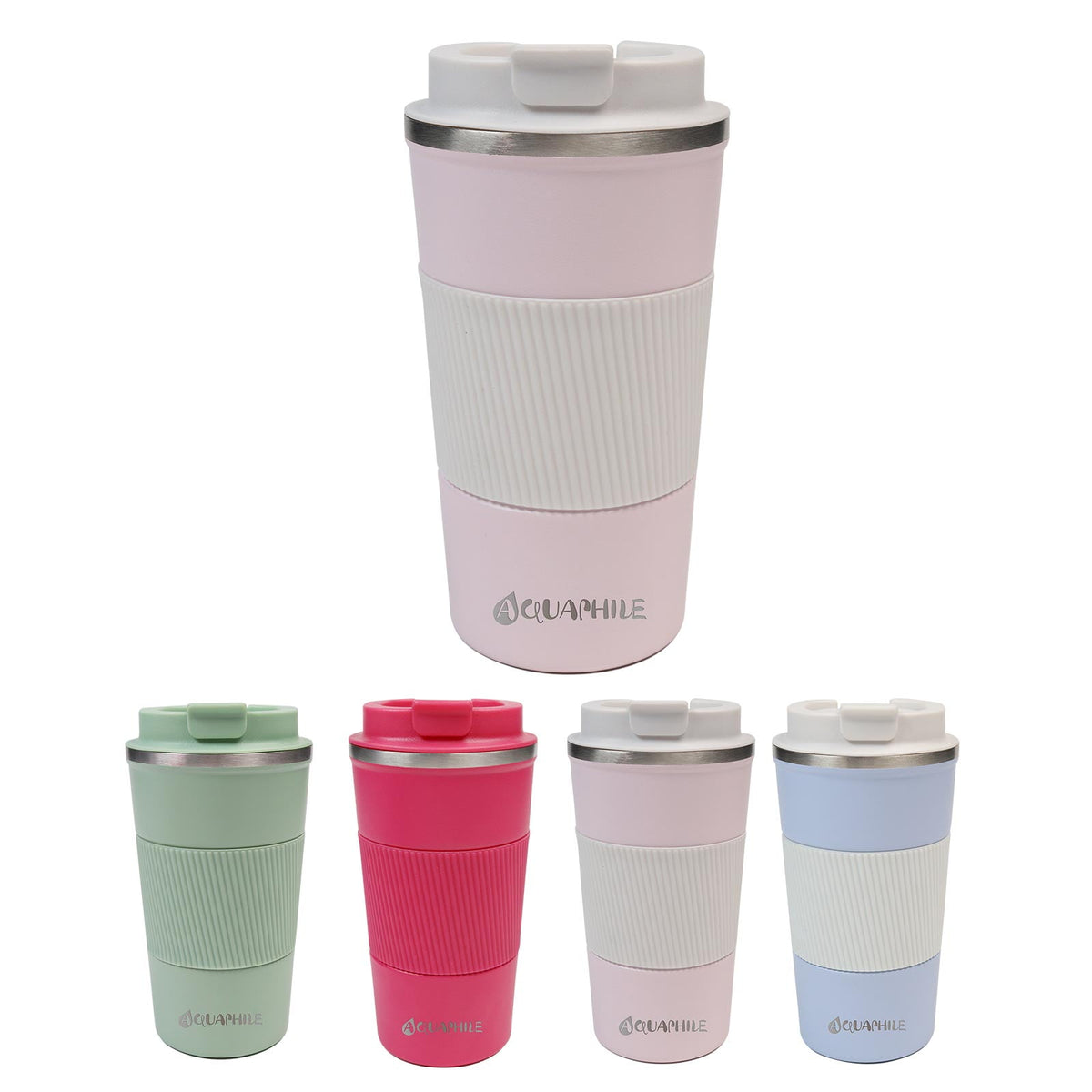 Aquaphile Vacuum Insulated Coffee Travel Mug - Double Walled Reusable Tumbler Cups Light Blue 17 Fluid Ounces