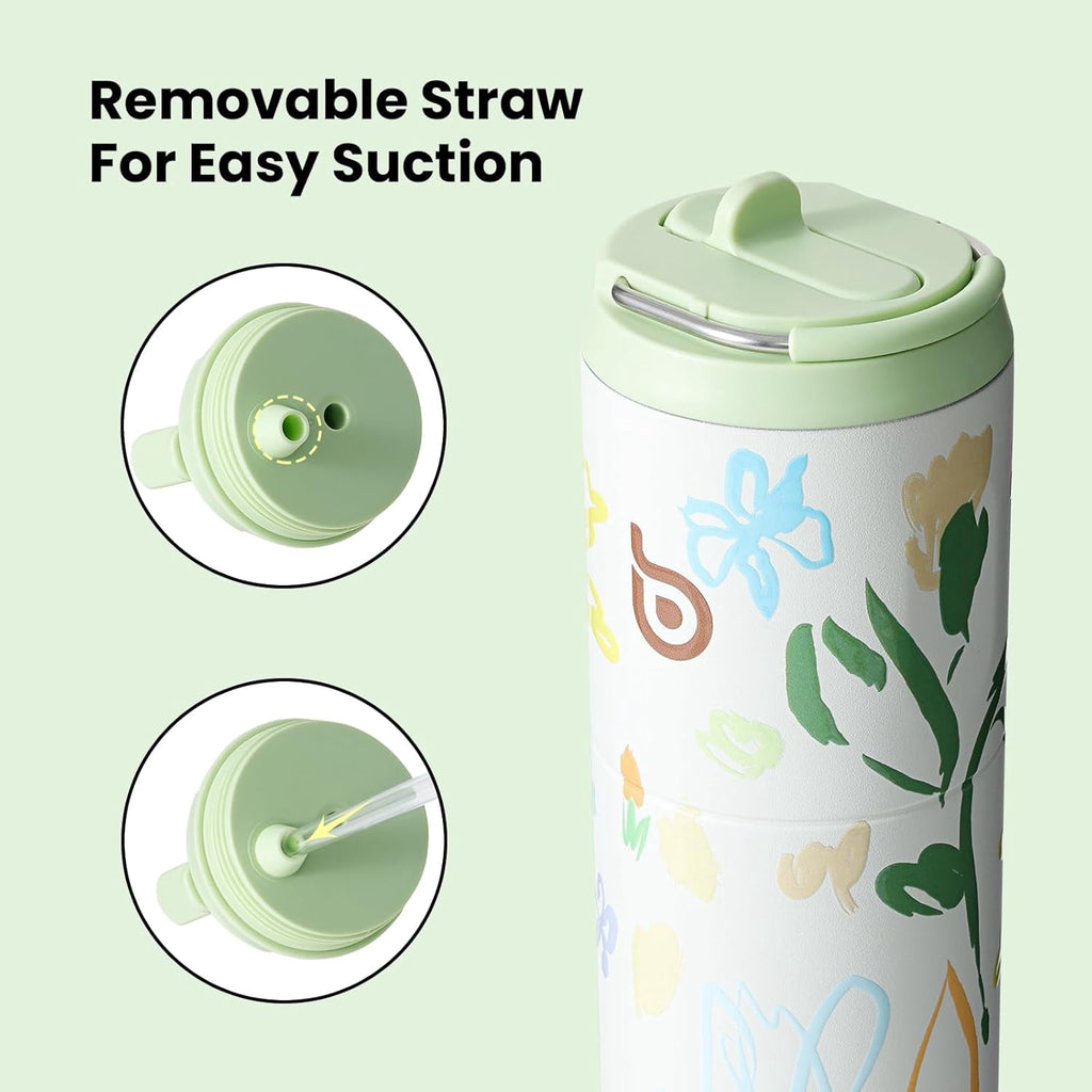 BOTTLE BOTTLE Insulated Water Bottle 24oz with Straw Lid and Handle for Sports Travel Gym Stainless Steel Water Bottles Double-Wall Vacuum Metal Leak Proof BPA-Free (Bling Bow)