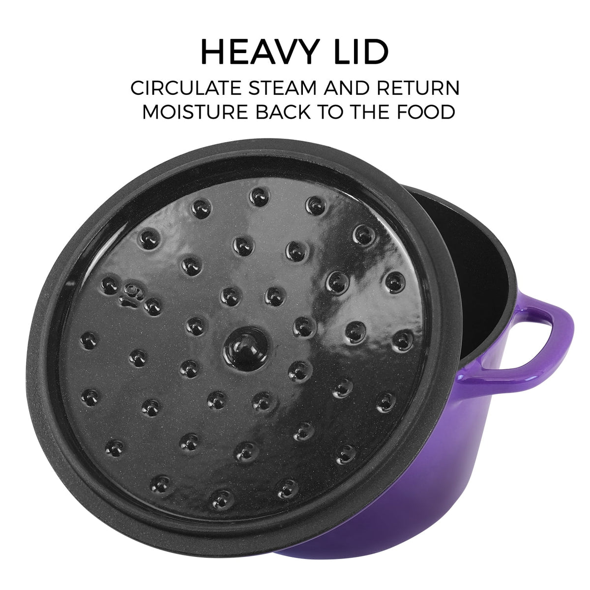 Flavehc Dutch Oven Pot with Lid 2.8 qt Cast Iron Dutch Oven for Bread Baking Slateblue Enameled Cast Iron Rice Pot with Handels