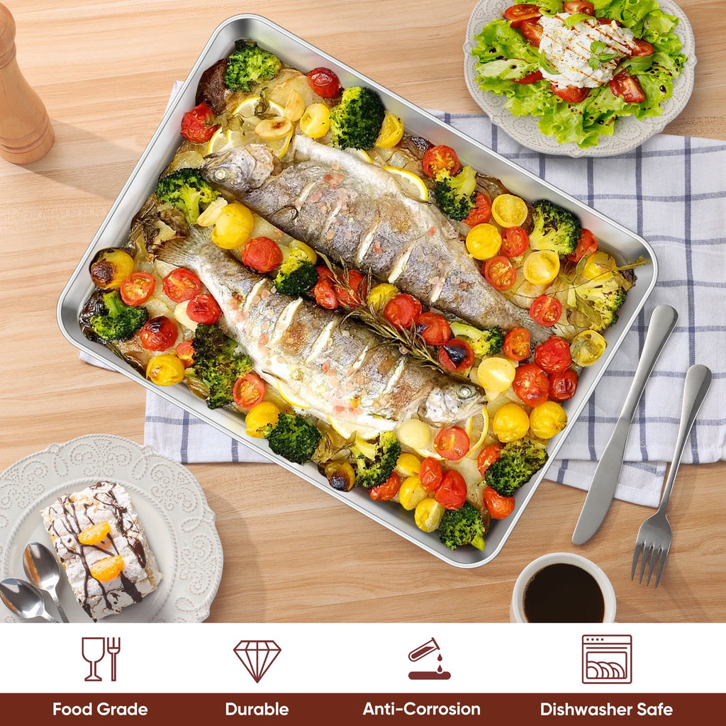 Vesteel 20" x 14" x 1" Extra Large Baking Sheet Set of 2, Heavy Duty Stainless Steel Cookie Sheet Baking Pan for Oven, Non-Stick & Dishwasher Safe