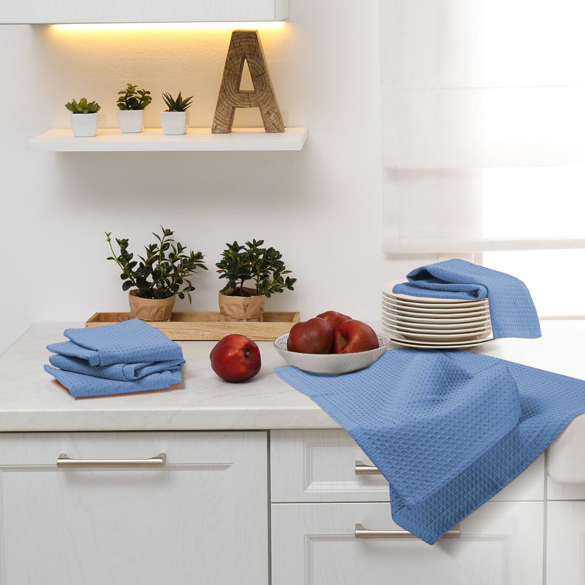 Twiny Threads Waffle Kitchen Towel 16"x26" Set of 4 - Brown