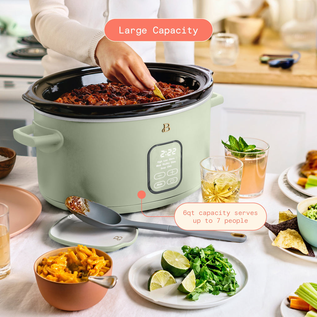Beautiful 6 Qt Programmable Slow Cooker, Thyme Green by Drew Barrymore