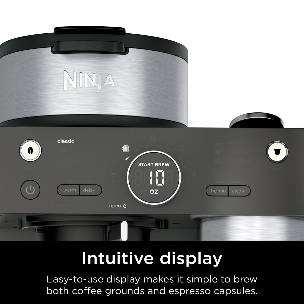 Ninja Espresso & Coffee Barista System 12-Cup, Built-In Milk Frother, Nespresso Capsule Compatible, CFN601, Black