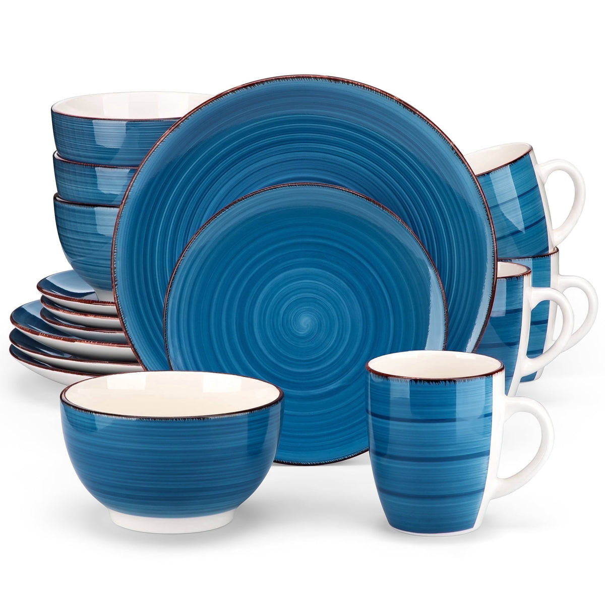 Vancasso 32 Pieces Dinnerware Sets for 8, Ceramic Plates and Bowls Sets, Scratch Resistant Dishes Set, Microwave & Dishwasher Safe, Colourful