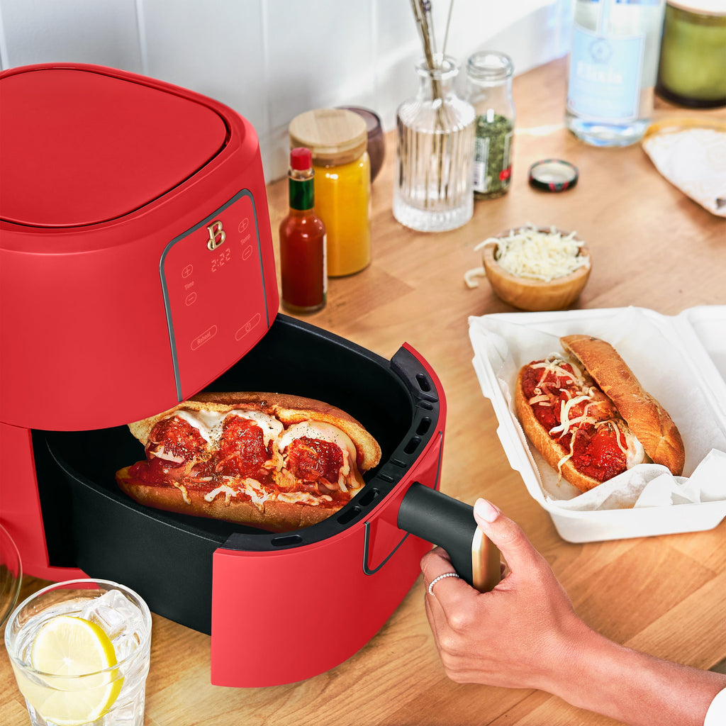 Beautiful 3 Qt Air Fryer with TurboCrisp Technology, EverGood Non-Toxic Ceramic Nonstick Coating, Chocolate by Drew Barrymore
