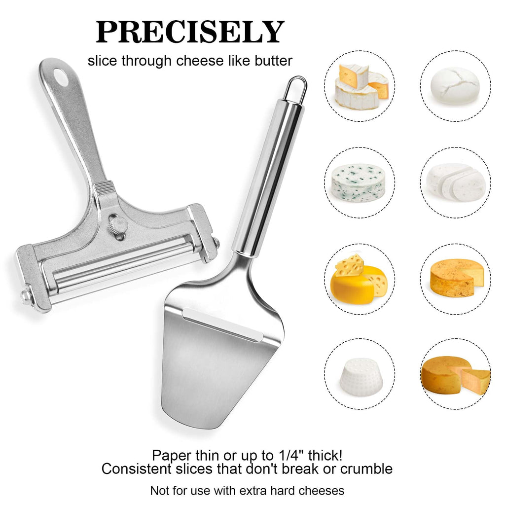 thovorrnl 2 Pcs Stainless Steel Cheese Slicer Set, Adjustable Wire Cutter
