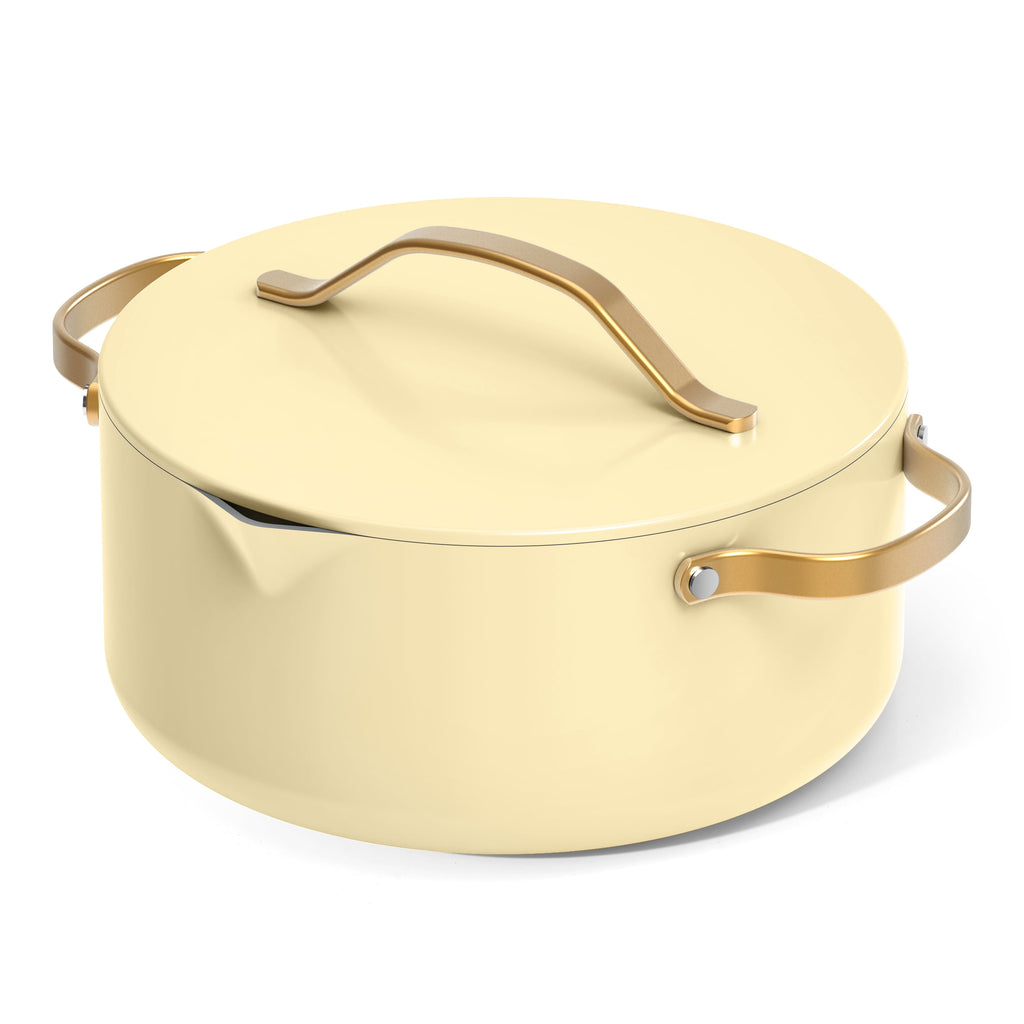 Beautiful 12-Piece Cookware Set, Pots and Pans with Strainer Lids and EverGood Ceramic Nonstick Coating, White Icing by Drew Barrymore