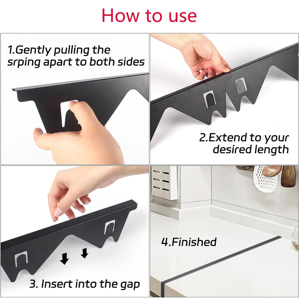 2 Pcs Stove Gap Covers, Stainless Steel Stove Gap Filler Adjustable Length 13.8"to 27.6" for Kitchen