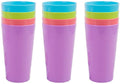 17.5-Ounce Plastic Tumblers (Set of 12), Plastic Drinking Glasses, Mixed-Color, BPA-Free, Shatter-Proof, Dishwasher-Safe