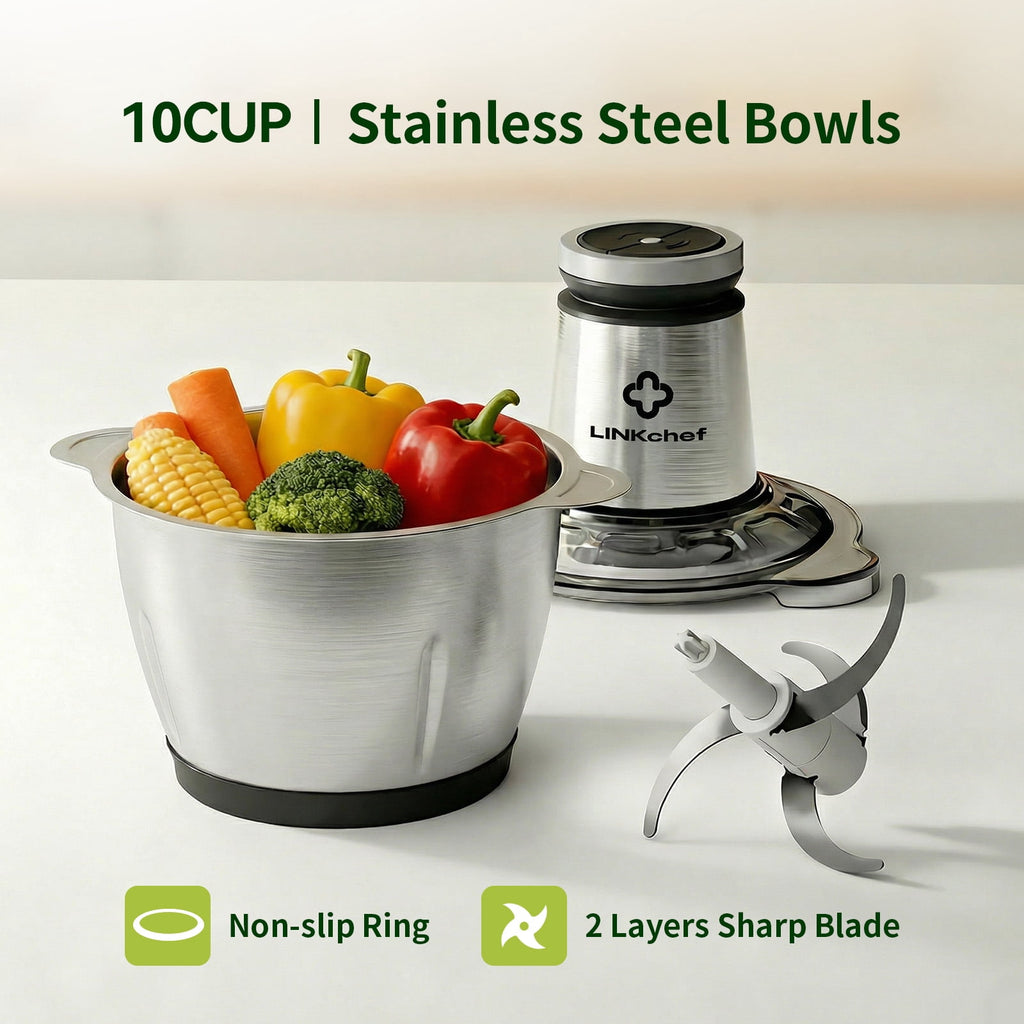LINKChef 6-Cup Food Processor, Electric Food Chopper & Meat Grinder for Vegetables, Meat & Fruit，Dishwasher Safe