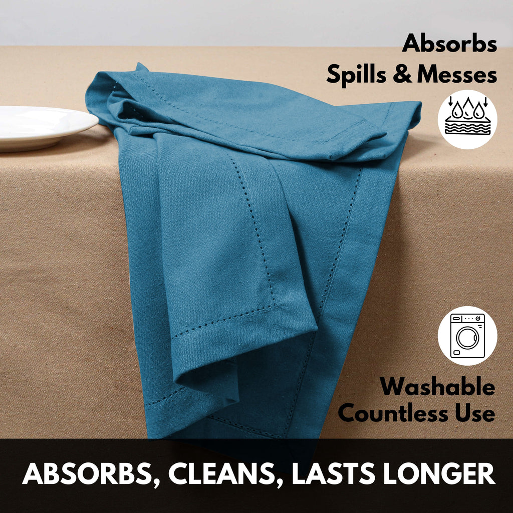 Softopia Cotton Hemstitch Table Fabric Cloth Napkins 18"x18", Set of 12, Lemon Yellow
