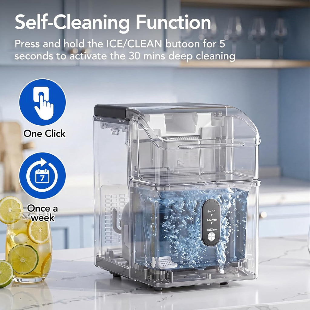 Havato Nugget Ice Maker , 35lbs/24H Soft Chewable Sonic Ice Machine, Self-Cleaning, Quiet Operation,Black