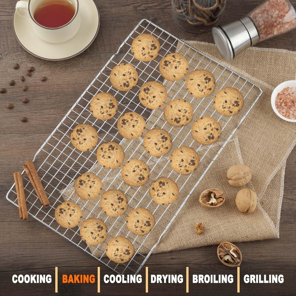 Mirdinner 3P Cooling Rack for Baking, 15.8"×9.8" Stainless Steel Baking Rack, Oven Safe Black Roasting Rack & Wire Rack & Cookie Cooling Rack for Cooking, Roasting, Grilling, Drying