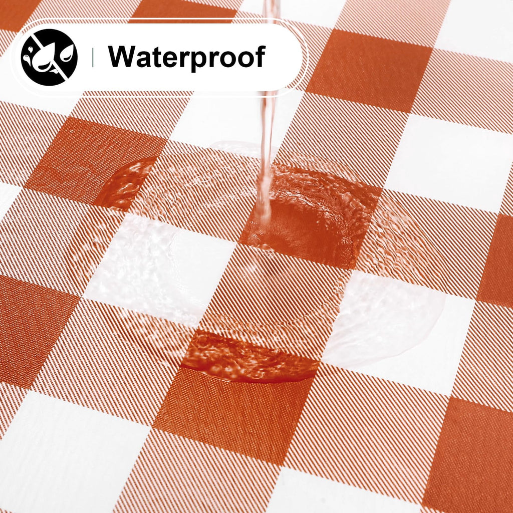 decorUhome Rectangle Tablecloth, Waterproof Vinyl Flannel Backed Table Cloth, Buffalo Wipeable Plastic Table Cover for Kitchen and Outdoor, Black and White, 60" x 84"