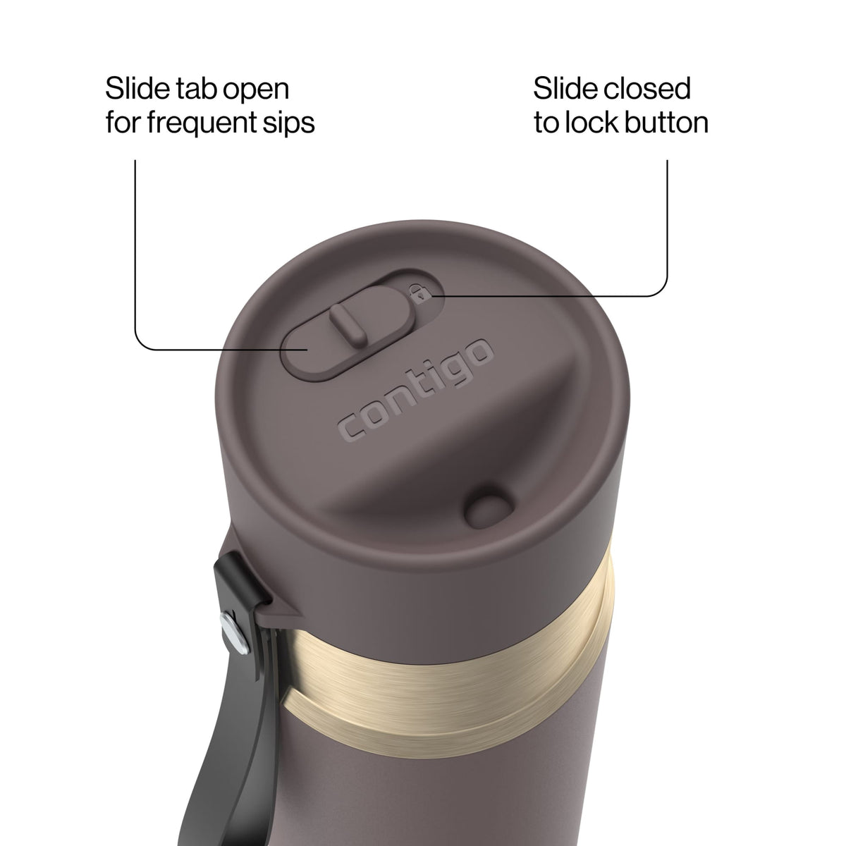 Contigo 24oz AutoSeal Insulated Stainless Steel Water Bottle, Licorice Black/Bronze