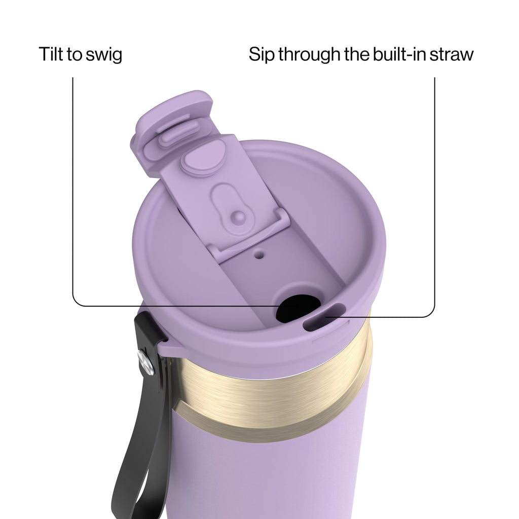 Contigo 24oz DualSip Insulated Stainless Steel Water Bottle with Built-In Straw and Drink Opening, Abyss Blue/Silver