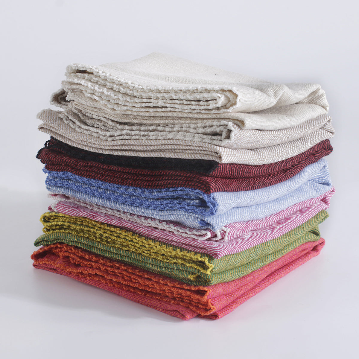 FINGERCRAFT Table Napkins, Cotton Cloth Napkin, Picot Edge, 20-inch, 12 Pack, Ivory