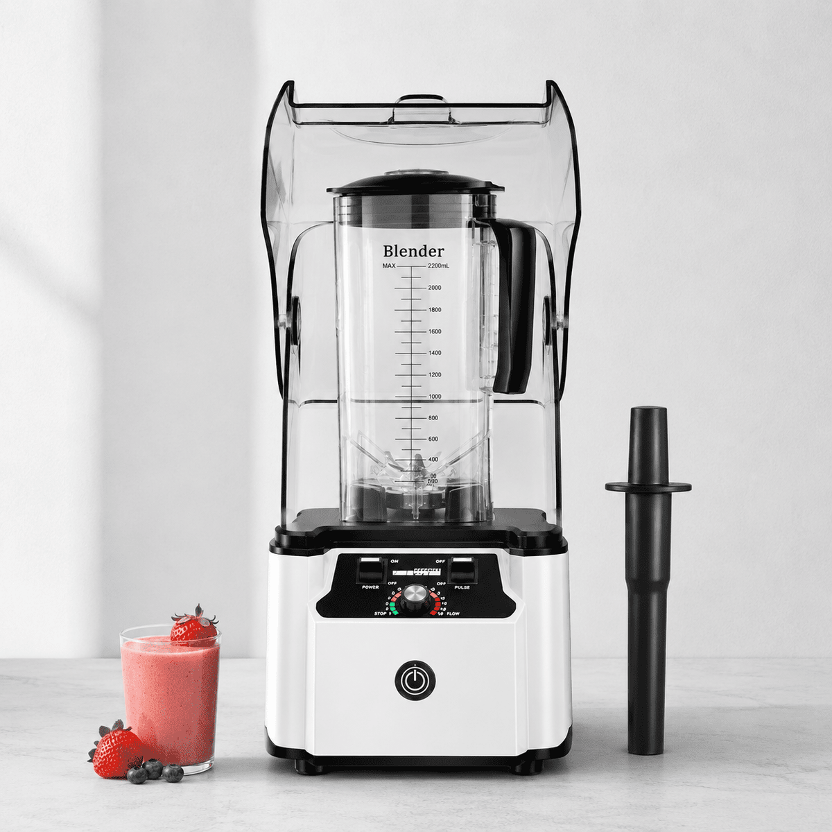 WantJoin Blender-Commercial Blender with Soundproof Shield, Enclosure 2200W ,Quiet Professional-Grade Power,Self-Cleaning,Gray