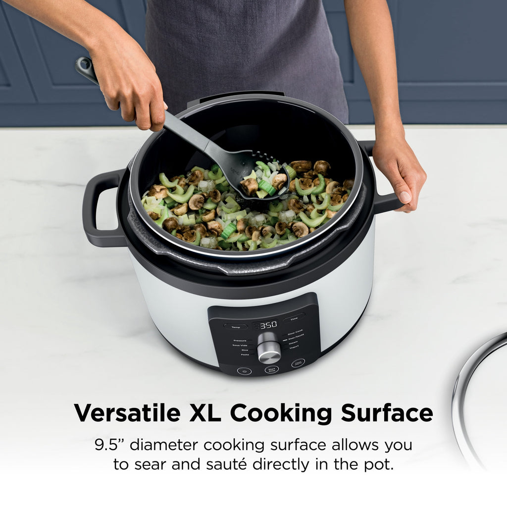 Ninja HyperHeat 8-in-1 Electric Pressure Cooker with SimpliServe Pot — 6.5 Qt, Cooks Up to 2X Faster, 1200W, Feeds 8–10, Sage Leaf