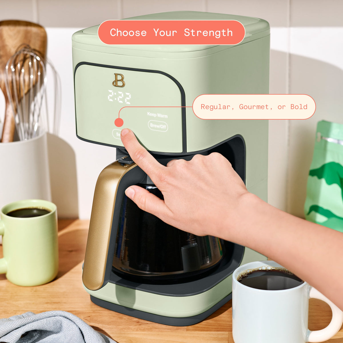 Beautiful by Drew Barrymore 12-Cup Programmable Coffee Maker, White Icing