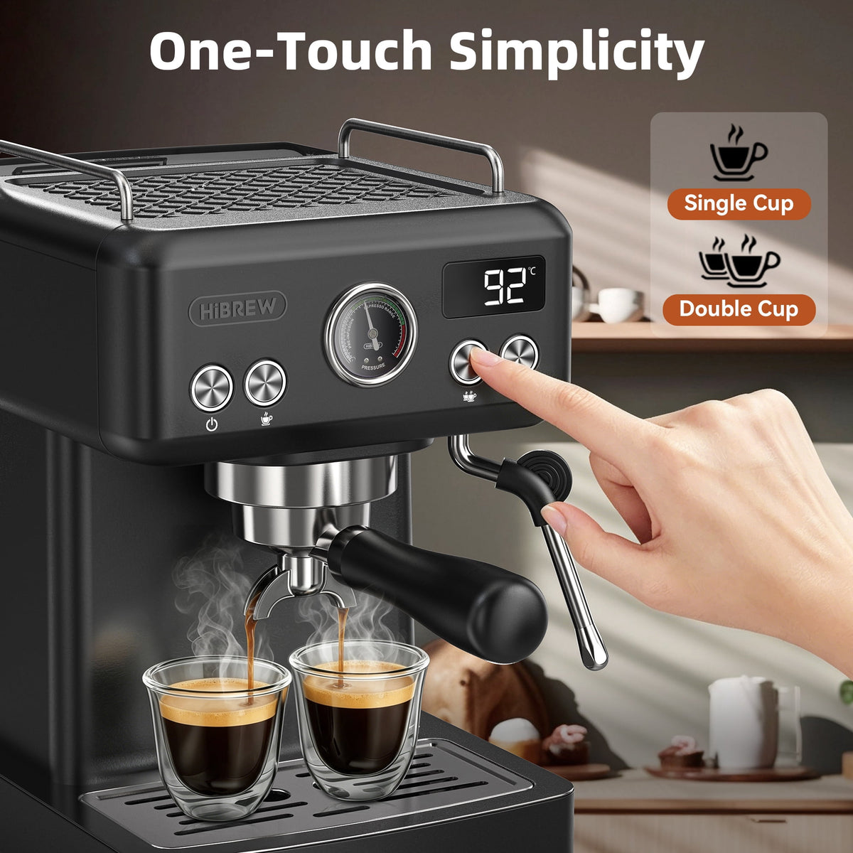 HiBREW 58mm Espresso Machine H10A, 20 Bar Coffee Maker with PID Temperature Control &Steam Wand, Stainless Steel Coffee Machine for Home Use