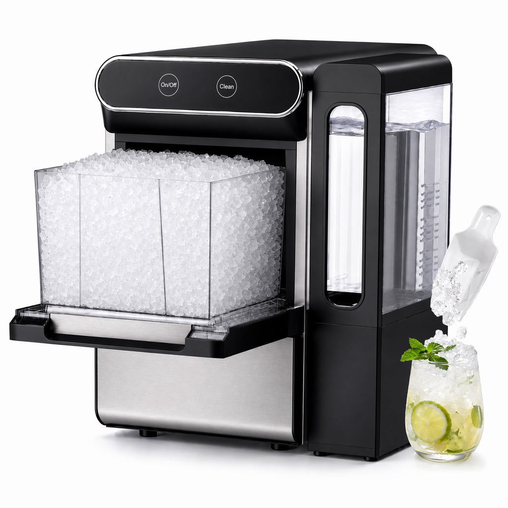 Simzlife Countertop Nugget Ice Maker, 26 Lbs/24H Chewable Sonic Ice, Self-Cleaning Ice Machine, 2.65L Water Tank