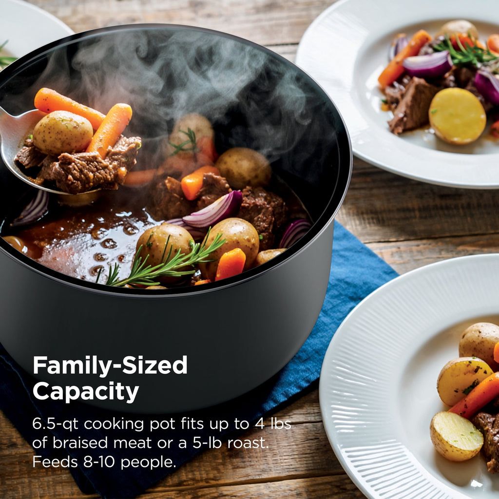 Ninja HyperHeat 8-in-1 Electric Pressure Cooker with SimpliServe Pot — 6.5 Qt, Cooks Up to 2X Faster, 1200W, Feeds 8–10, Sage Leaf