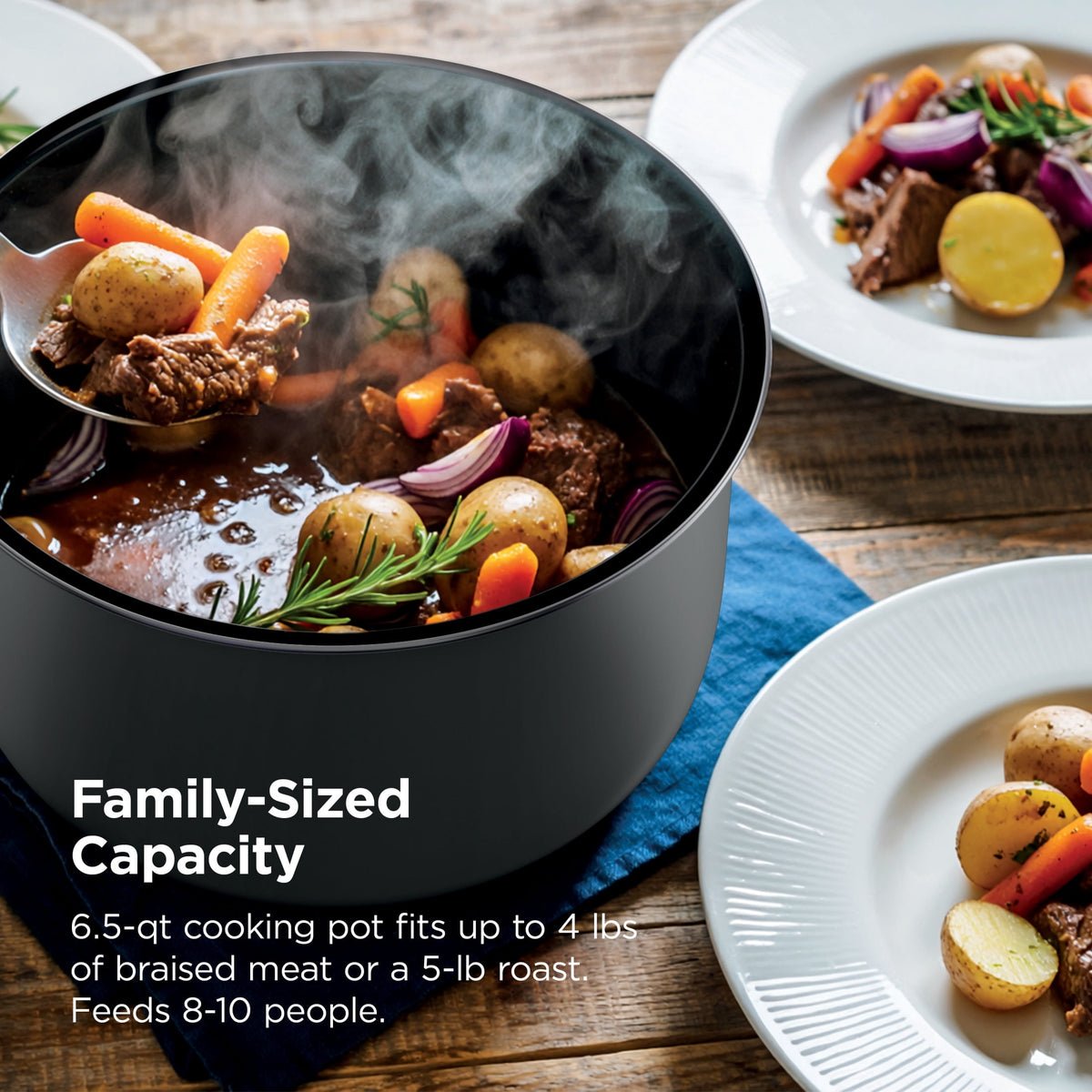 Ninja HyperHeat 8-in-1 Electric Pressure Cooker with SimpliServe Pot — 6.5 Qt, Cooks Up to 2X Faster, 1200W, Feeds 8–10, Sage Leaf