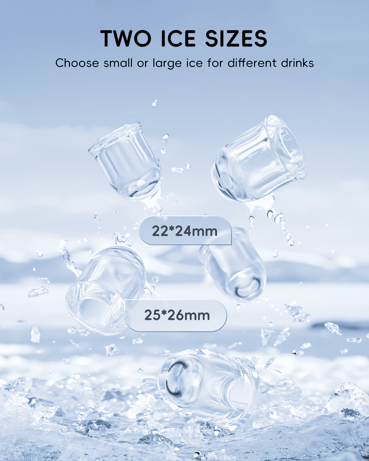 Ecozy Chillio Countertop Ice Maker, Smart Ice Machine with Full-Color Display Panel and Built-in Lighting, Produces 26lbs/24H, Dual-Layer Insulation