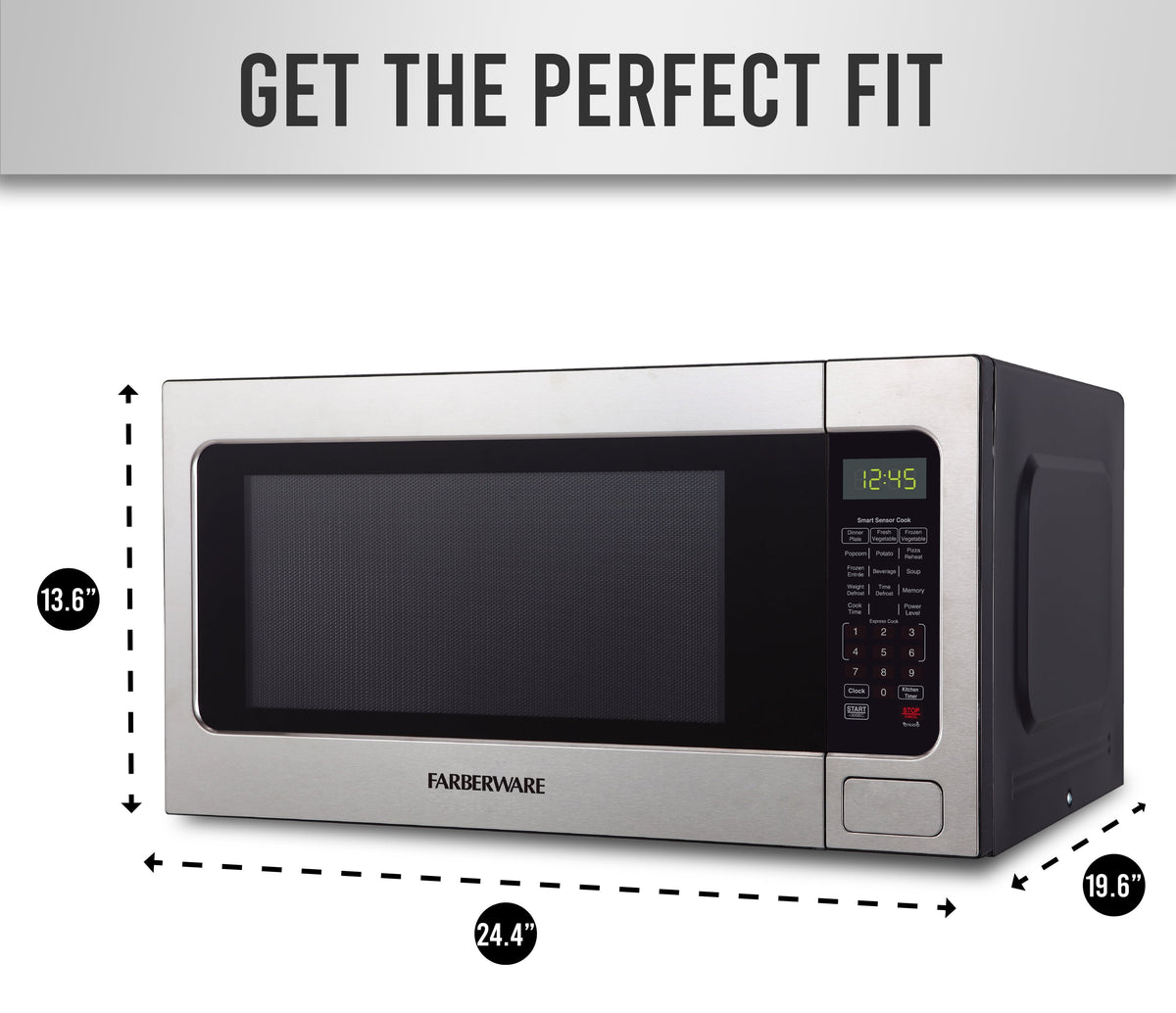 Farberware 1.1 cu ft Microwave Oven, 1000W Professional Countertop Microwave Oven, Stainless Steel