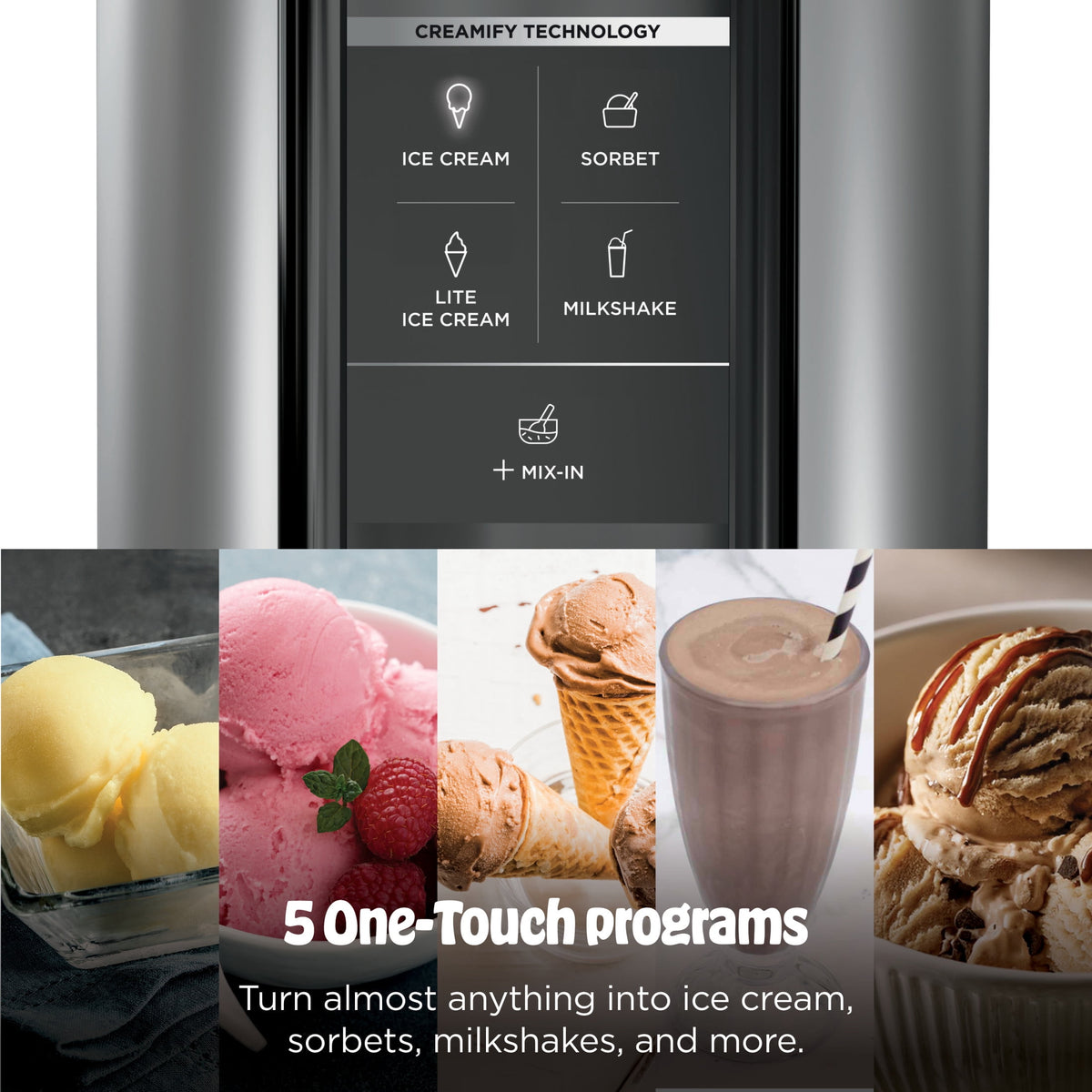 Ninja CREAMi Ice Cream Maker, for Mix-ins, Milkshakes, Sorbet, 5 One-Touch Programs, (2) 16 Oz Pint Containers & Lids, NC300WH White