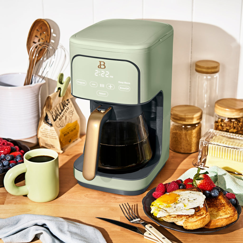Beautiful by Drew Barrymore 12-Cup Programmable Coffee Maker, White Icing