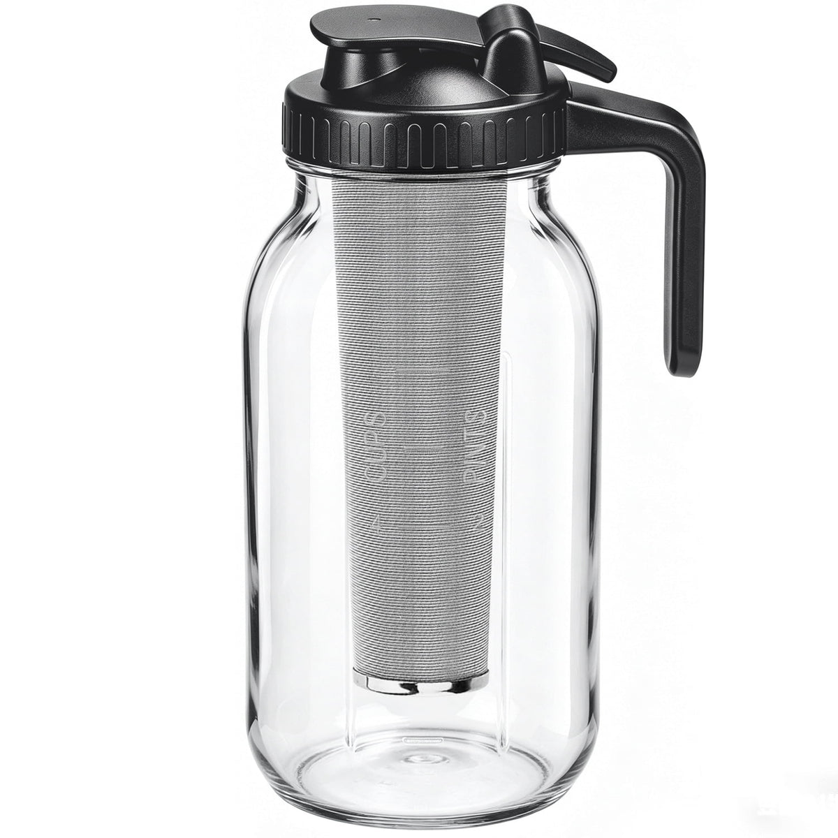 TINANA Cold Brew Coffee Maker, 64OZ Wide Mouth Mason Jar Pitcher with Stainless Steel Filter, Pour Spout for Iced Brew Coffee & Tea Lemonade