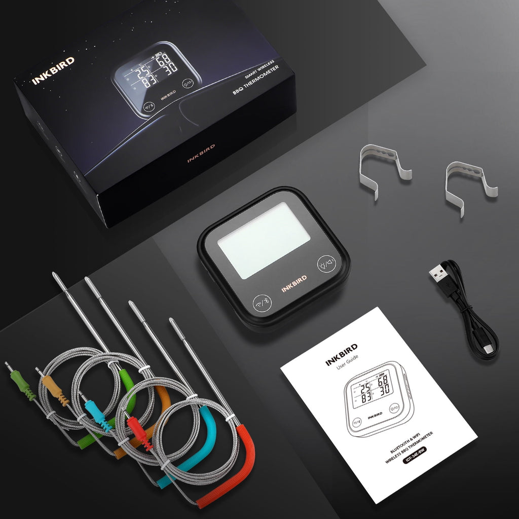 Inkbird WiFi&Bluetooth Meat Thermometer,4 Colored Probes Wireless BBQ GrillingThermometers for Barbecue ,Smoker,Oven | APP Calibration Temp Graph | Mobile Notification Timer Alarm
