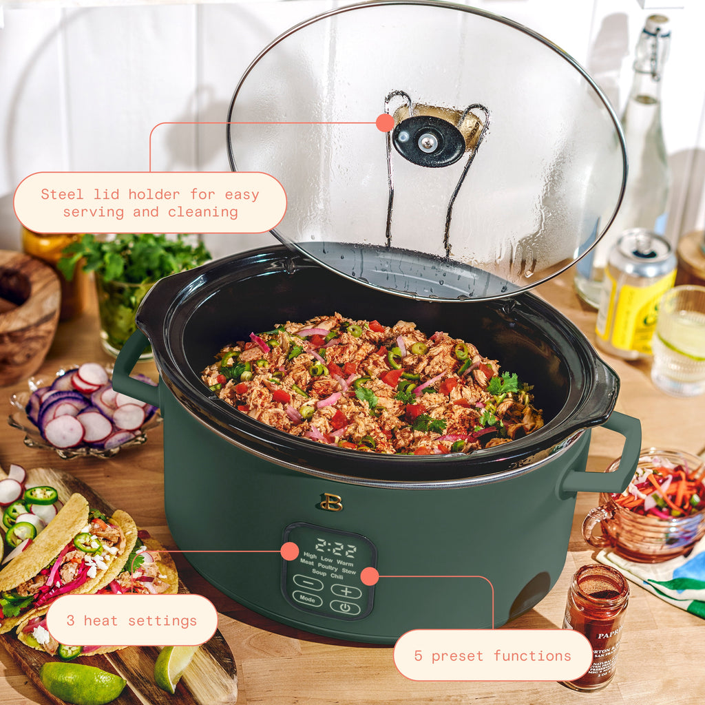 Beautiful 6 Qt Programmable Slow Cooker, Thyme Green by Drew Barrymore