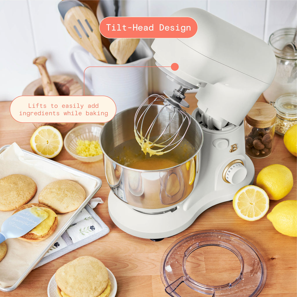 Beautiful 3.5 Qt Stand Mixer with Flat Beater, Dough Hook, Balloon Whisk, Chocolate by Drew Barrymore