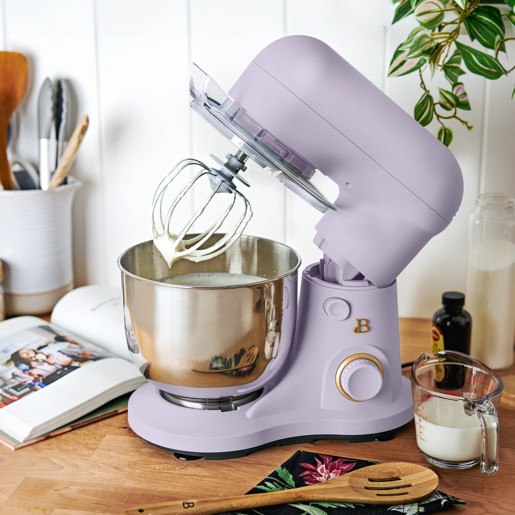 Beautiful 3.5 Qt Stand Mixer with Flat Beater, Dough Hook, Balloon Whisk, Chocolate by Drew Barrymore