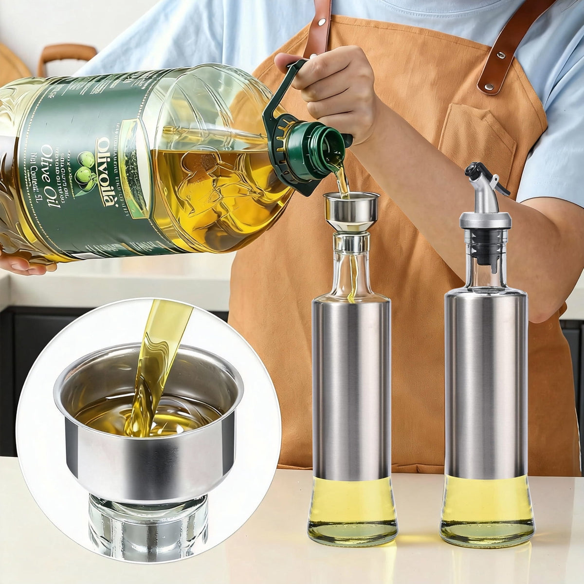 AGCAN Oil Sprayer for Cooking, 2 Pack Glass Olive Oil Sprayer Mister 220ml/7.4oz Glass Oil Dispenser for Air Fryer, BBQ, Baking, Salad