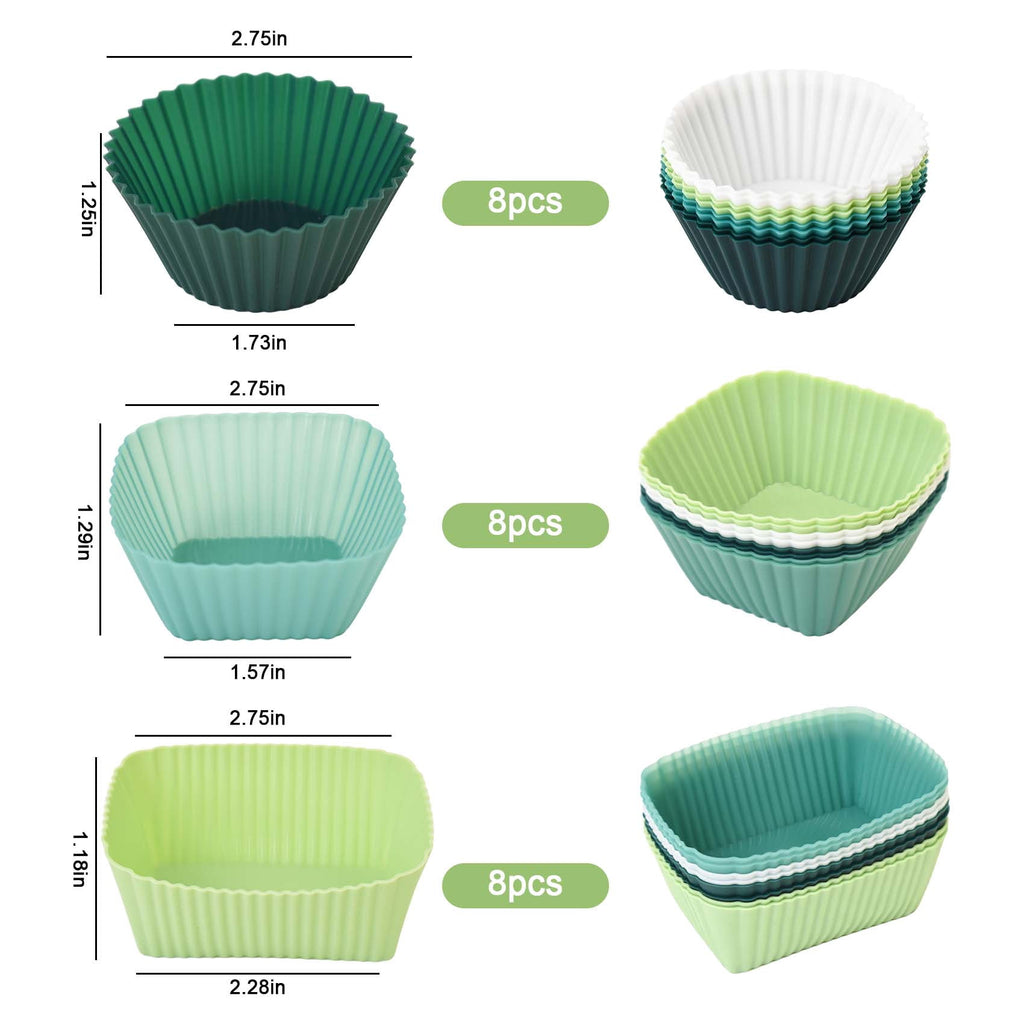 24PCS Silicone Baking Cups Muffin Liners Cupcake Holders Reusable Non-Stick for Oven Microwave Dishwasher