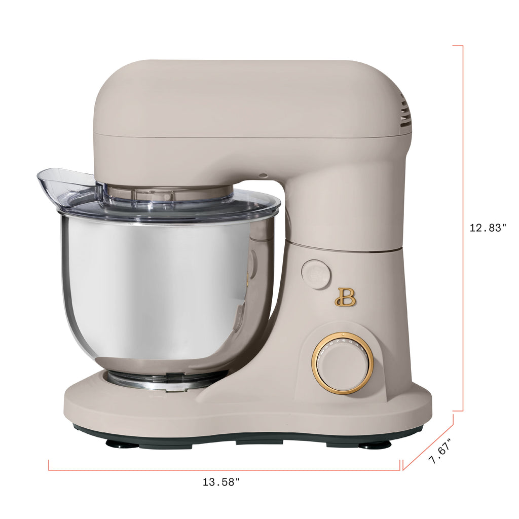 Beautiful 3.5 Qt Stand Mixer with Flat Beater, Dough Hook, Balloon Whisk, Chocolate by Drew Barrymore