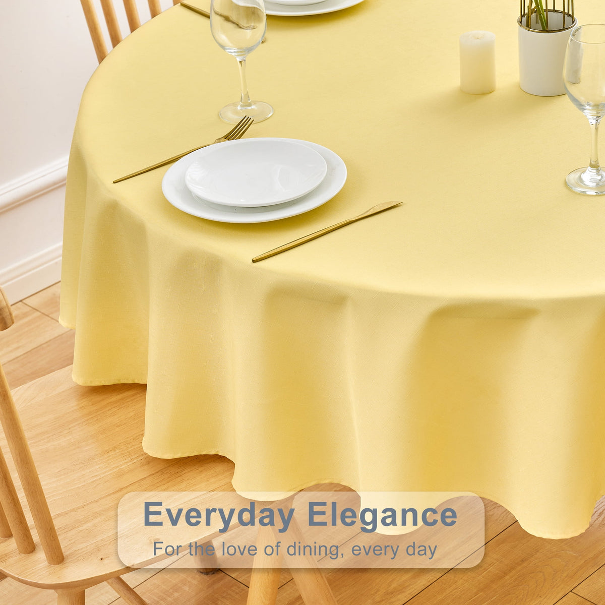 Inosoo Faux Linen Textured Rectangle Tablecloth - 60 x 84 inch Waterproof & Machine Washable Linen-Look Cloth Table Cover, White