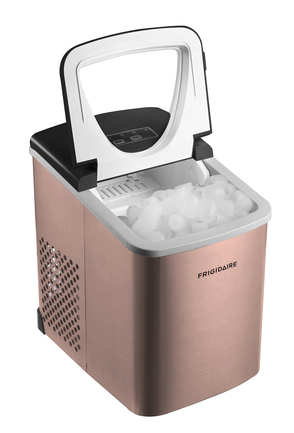 Frigidaire 26 lb. Bullet Ice Maker, Countertop Ice Machine with LED Control Panel, Red Stainless Steel