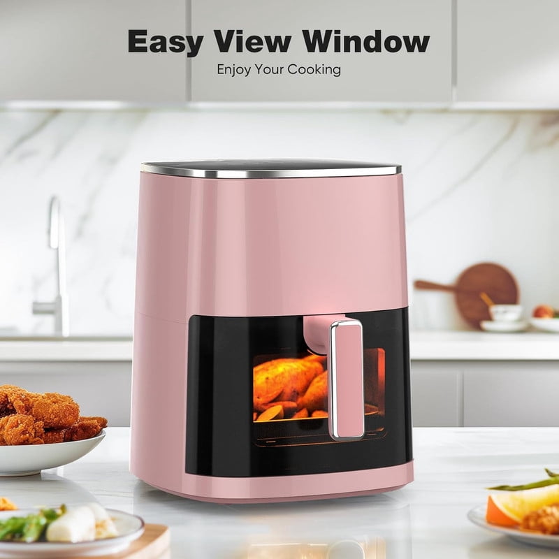 Simenmax Air Fryer, 6-Quart with Viewing Window, 12-in-1 Functions - Air Fry, Roast, Reheat, Dehydrate, Bake, Steam, and More, 400°F Max Temperature, Gray