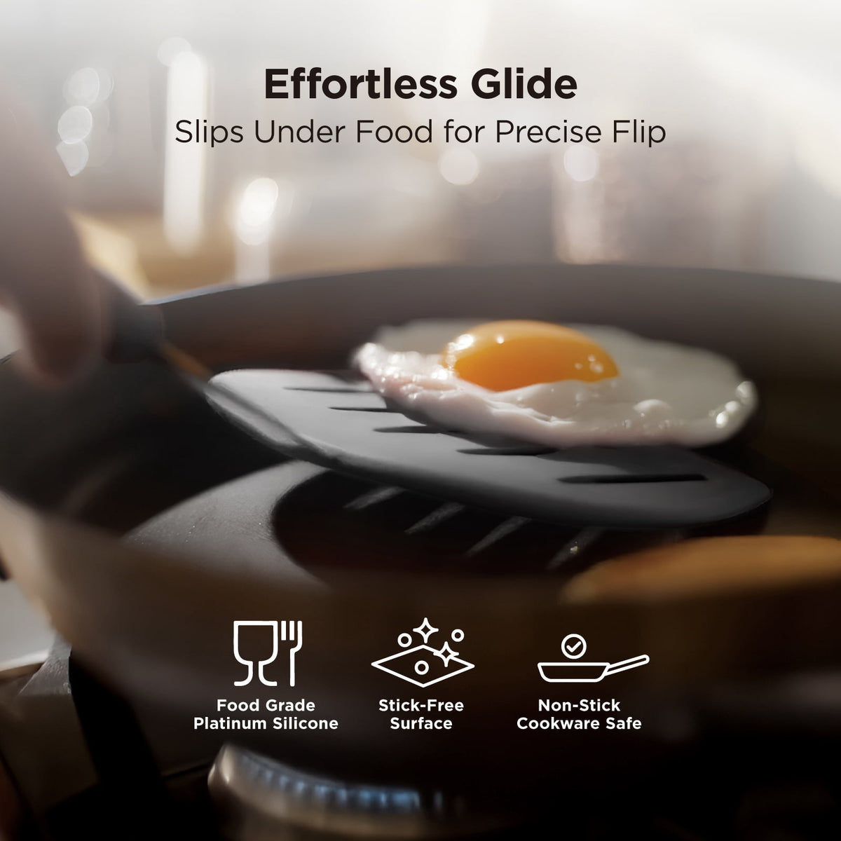Kitchen Mama WaltzGrip Platinum Silicone Pancake Spatula Turner (Gray)