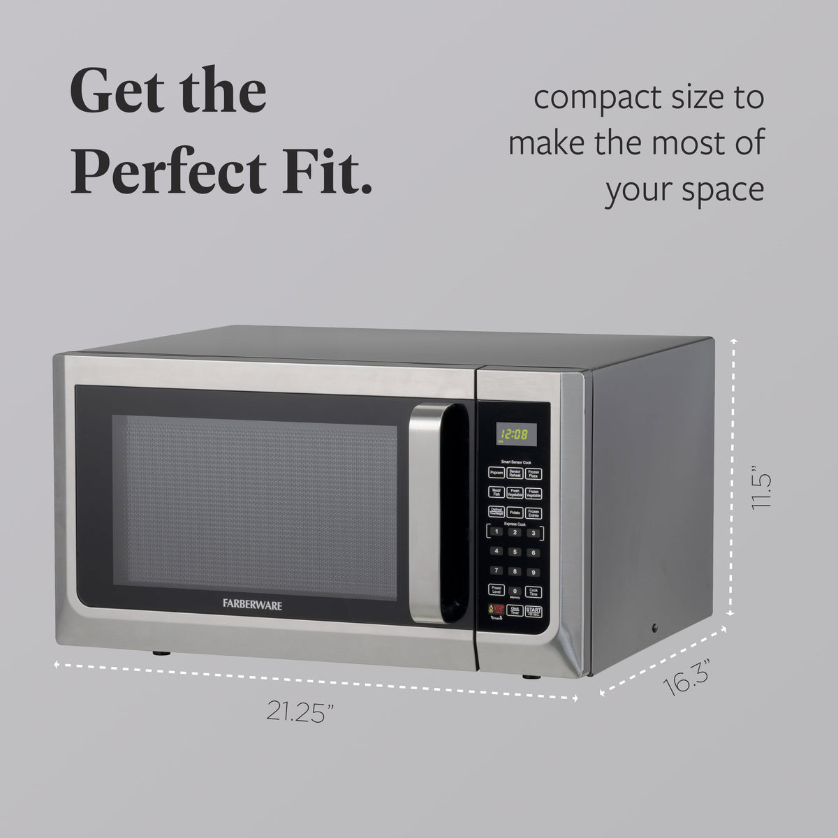 Farberware 1.1 cu ft Microwave Oven, 1000W Professional Countertop Microwave Oven, Stainless Steel