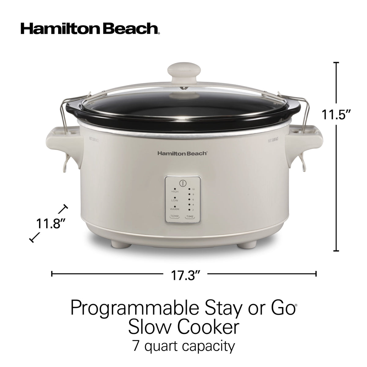 Hamilton Beach 7 Qt Programmable Slow Cooker, Stoneware Crock with Removable Pot, Stainless Steel