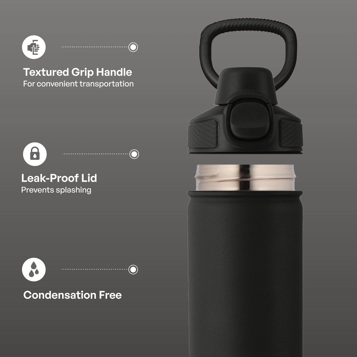 TAL 28oz Stainless Steel Ranger Push Lock Lid Water Bottle, Black
