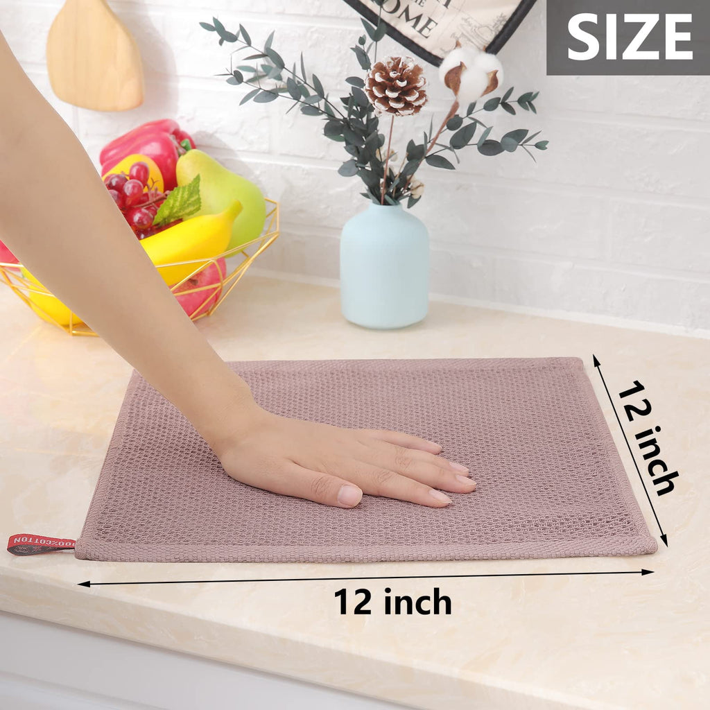 Smiry 100% Cotton Waffle Weave Kitchen Dish Towels, Ultra Soft Absorbent Quick Drying Cleaning Towel, 13x28 Inches, 4-Pack, Dark Grey