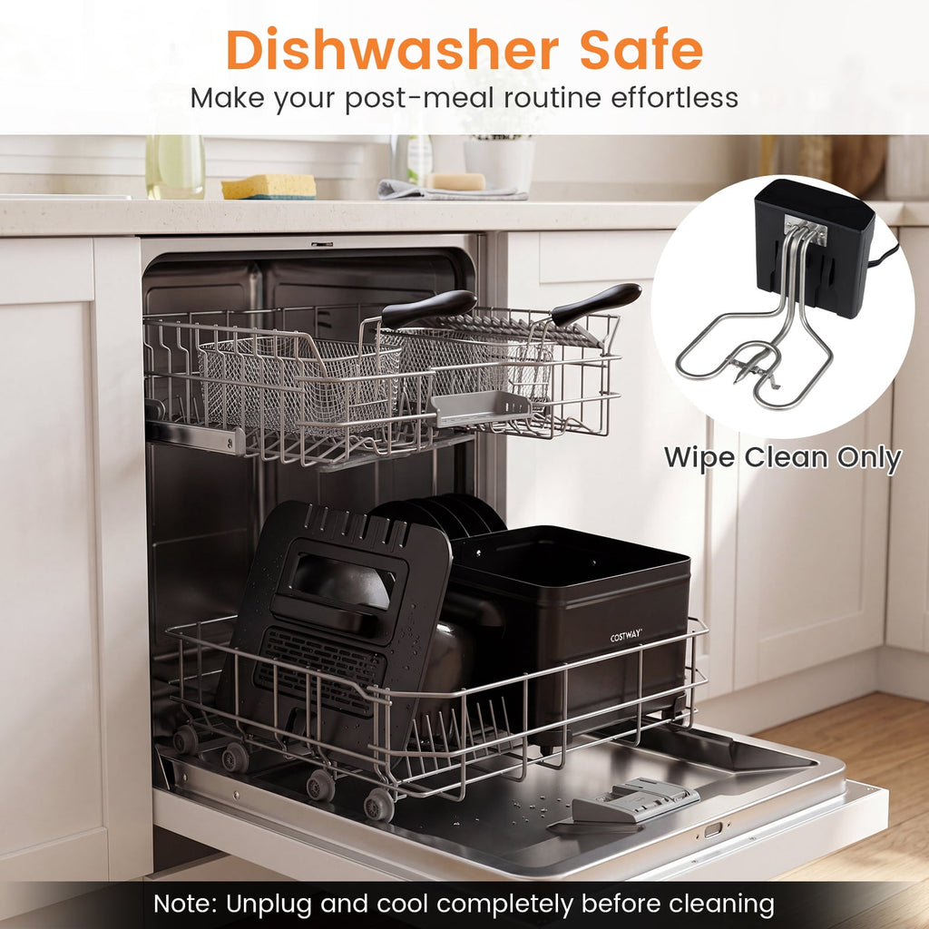 Costway Electric Deep Fryer 5.3 QT/21-Cup Stainless Steel 1700W with Triple Basket Silver